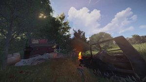Геймплей в Rust, полдень, лут в тени у дороги, обои для рабочего стола, живые обои, графика Rust