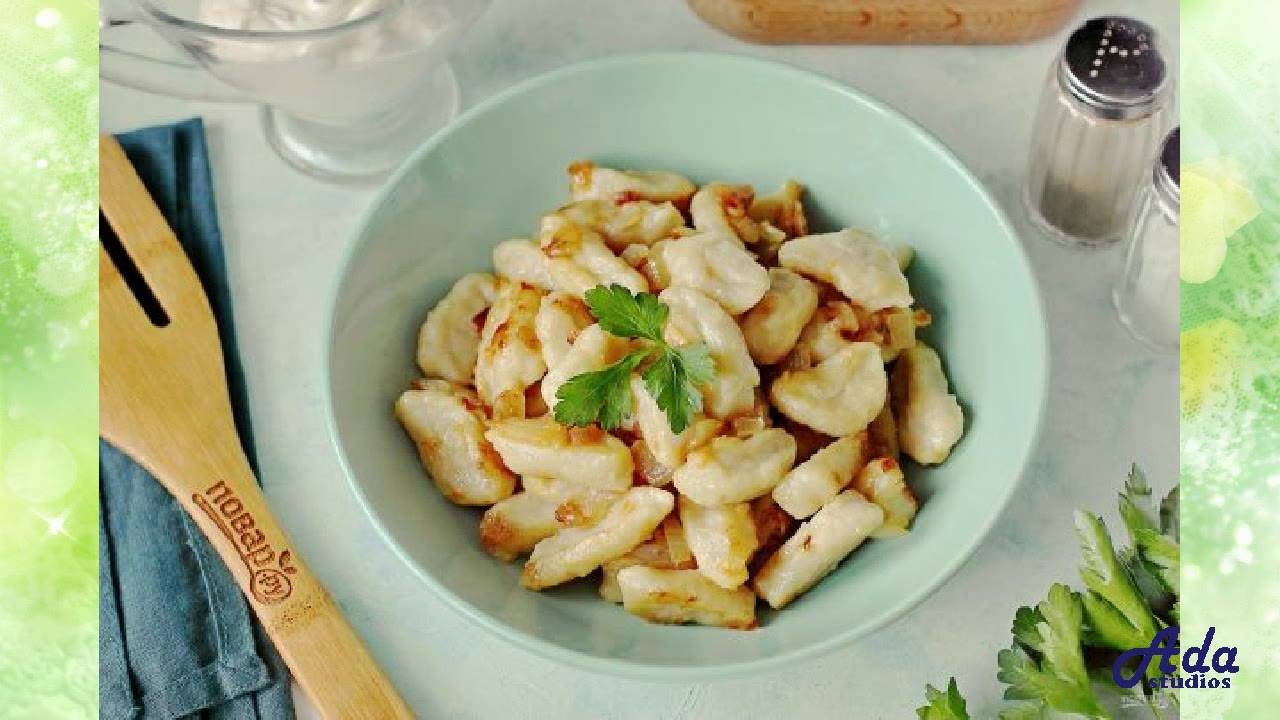 Галушки с жареным луком Рецепт, пошаговый, как