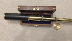 Подзорная труба морская большая, Handheld pirate brass telescope with wooden box, Nautical 2028
