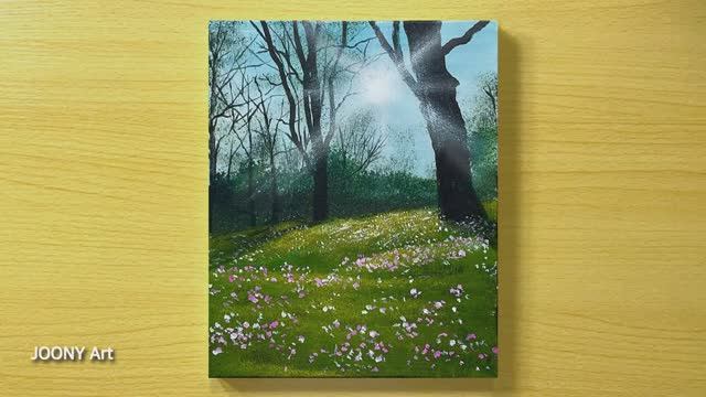 Солнечный весенний день в лесу / Акриловая живопись смотреть онлайн