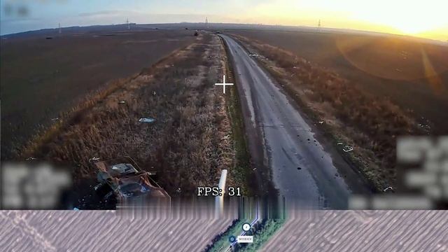 Разбитая колонна бронетехники украинской армии на трассе «Суджа-Гуево-Горналь»