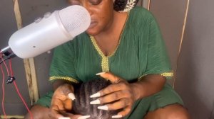 ASMR✨long nails picking and scratching between cornrow with gum cracking. includes soft whispers