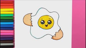Как нарисовать ЯЙЦО KAWAII шаг за шагом Легкие рисунки для детей Яркие цвета ❤