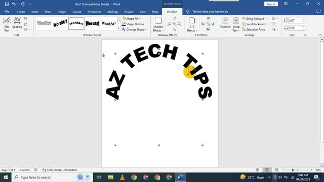 Insert Old Style Word Art ___ How To Write Curve Text In MS word