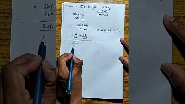 Given that 16cotA=12 then find the value of sinA+cosA/sinA-cosA.. смотреть онлайн