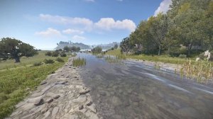 Река в Rust, исследование флоры с тыквами и кукурузой