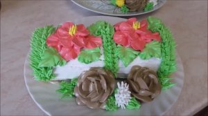 БИСКВИТНЫЙ рулет с КРЕМ БРЮЛЕ рецепт Украшение кремом Сream decoration
