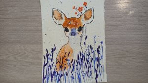Рисунок акварелью / Олененок