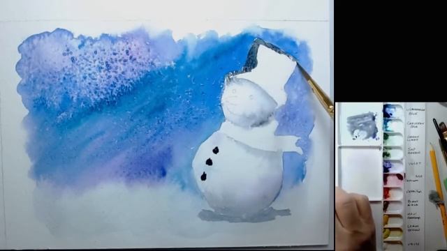 Watercolor Snowman Christmas Card how to смотреть онлайн