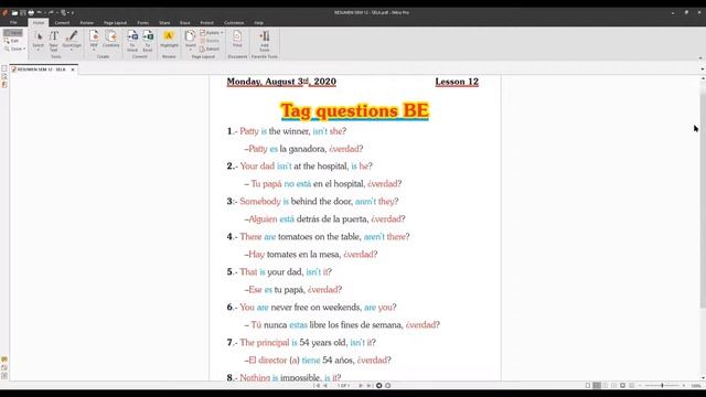 SEMANA 12 SEL A (tag questions with BE) смотреть онлайн