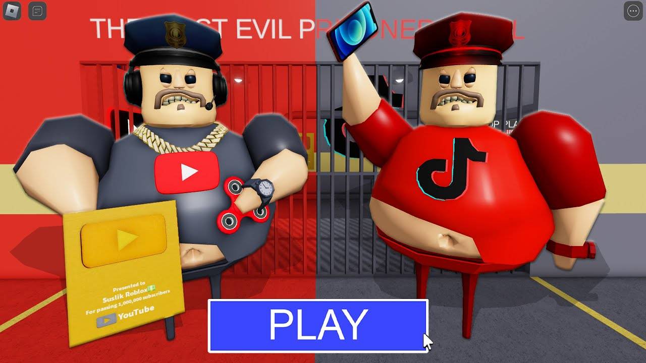 YouTube BARRY Против TikTok BARRY в BARRY'S PRISON RUN! New Scary Obby в РОБЛОКС(#ROBLOX)