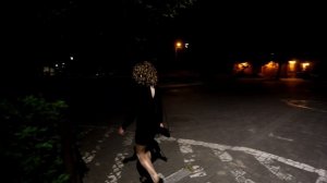 Crossdresser. Cute dress and glossy pantyhose
