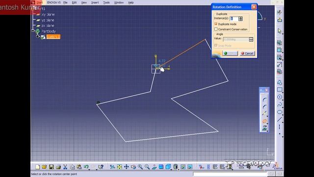 CATIA v5 | DASSAULT SYSTEMES | Walkthrough Part - 22 | ROTATE SKETCH