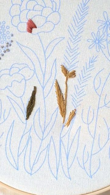 Вышивка стежок рыбья косточка fishbone Stitch / Punto pasado abierto #embroidery #вышивка #stitch смотреть онлайн