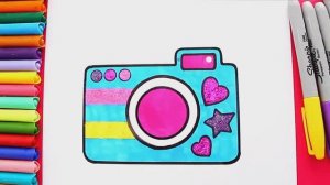Как нарисовать и раскрасить красивую фотокамеру или фотоаппарат