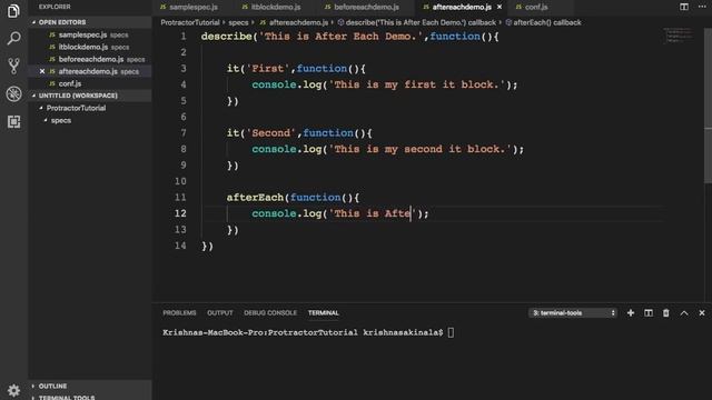 Protractor Tutorial 17 -  What is AfterEach Block in Jasmine Framework | Jasmine Unit Testing