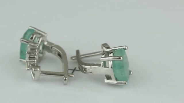 Серьги оправа серебро 925, вставка природный изумруд