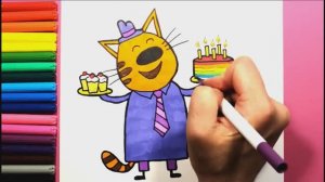 Как нарисовать кота - Папу "Котя" из мультфильма Три Кота шаг за шагом Легкие рисунки для детей