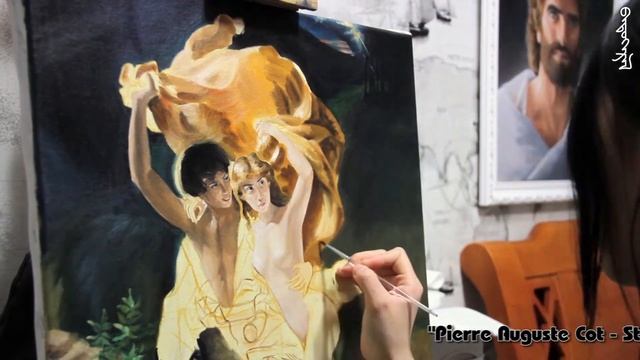 "Pierre Auguste Cot - Storm" reproduction by 16 years old Mongolian young artist Batgerel. смотреть онлайн