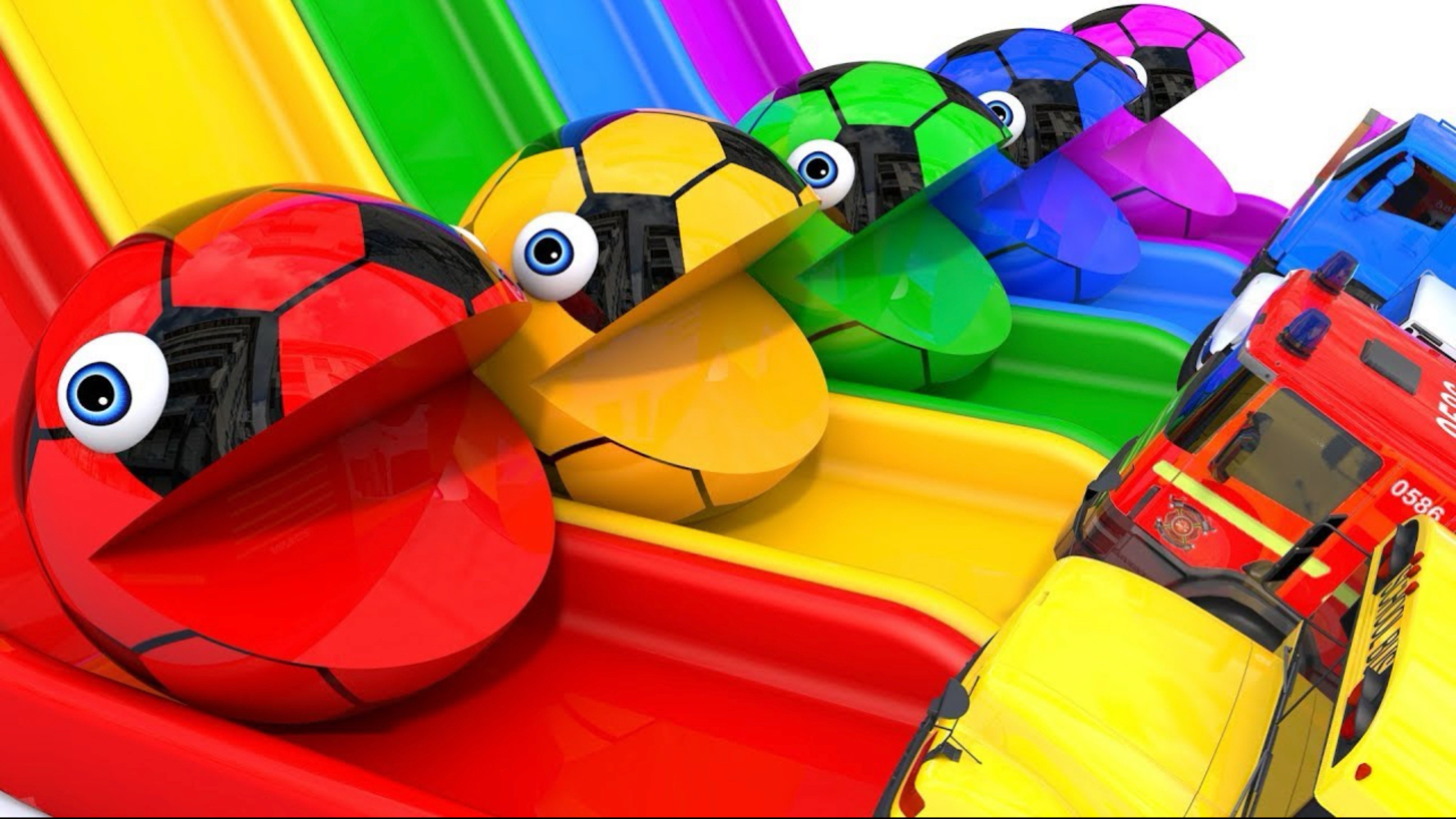 Изучайте цвета с PACMAN Slide и экскаватором SoccerBall Street Vehicle для детей
