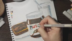 Как нарисовать шоколадную пасту Nutella маркерами урок №47