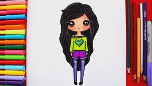 Как нарисовать рисовать девочку с ЧЕРНЫМИ ВОЛОСАМИ LOL