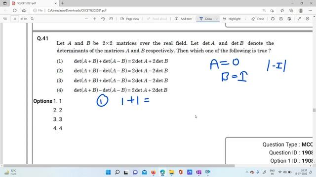 CUCET 2021 | Linear Algebra | Complete Solution | Modulus - The Learning App | Join Our Course |