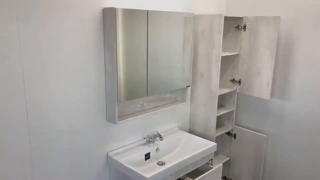 COMFORTY. Тумба-умывальник Никосия-80Н дуб белый с раковиной Fest 80 F01 смотреть онлайн