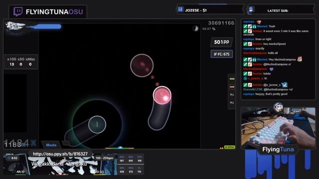 [8.02⭐Live] FlyingTuna | Wagakki Band - Tengaku [Uncompressed Fury] 97.15% {#3 623pp FC} - osu!
