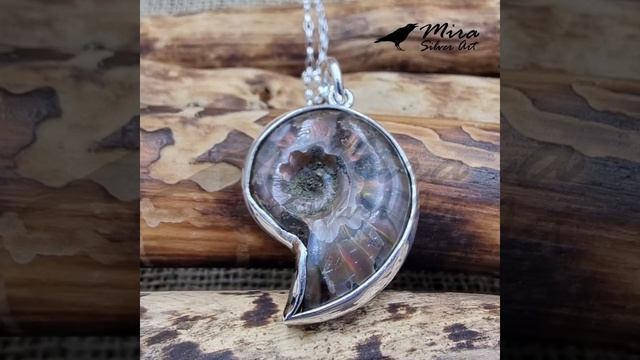925 Ayar, Amonit Fosilli, Elişi Gümüş Kolye Ucu. смотреть онлайн