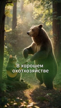 Счастливый медведь танцует с котом. ОхотРыболовКонсалтинг - сопровождение охотхозяйств России
