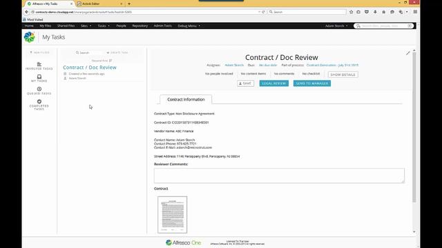 Alfresco Activiti Contract Generation Demonstration