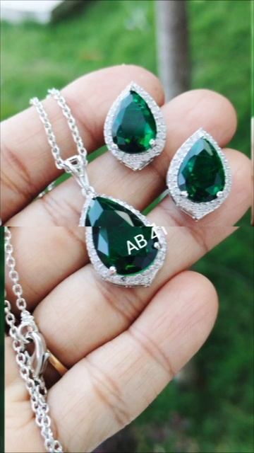 Silver 925 Earrings Pendant Set | Crystal Necklace set | Tanzanite Pendant