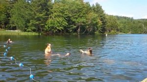 little girls swimming with friends then oops! bathing suit!