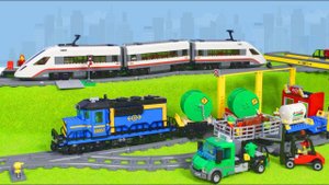Для детей LEGO железная дорога с краном и игрушечными машинками