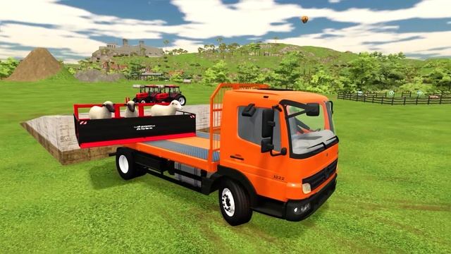 TRANSPORTING SHEEPS & FARM ANIMALS WITH DOUBLE WHEELS MTZ TRACTORS - Farming Simulator 22 смотреть онлайн