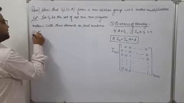 Lecture-16| GL(n,IR) forms a non-abelian group w.r.t. matrix multiplication | Group Theory