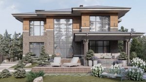 Проект двухэтажного дома в стиле Райта. Проект дома со вторым светом.