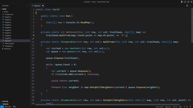 Advent of Code 2024 Day 10 - Full Solution