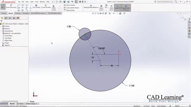 1.8. Circular Sketch Pattern - SolidWorks 2017