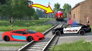 Машина против Поезда - BeamNG drive - 🔥
