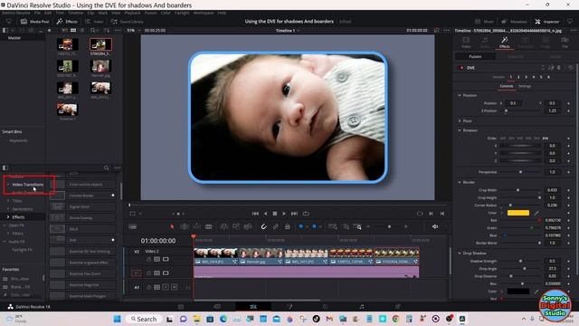 DaVinci Resolve 18 (Using the DVE to make borders and a slideshow) tutorial. смотреть онлайн