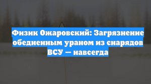Физик Ожаровский: Загрязнение обедненным ураном из снарядов ВСУ — навсегда