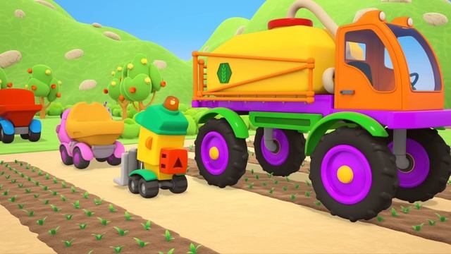 Грузовичок Лёва и Лея строят поливальную машину. Мультики для малышей.