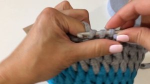 Корзина из трикотажной пряжи с деревянным дном | Часть 3 | Вяжем крючком