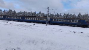 ЭР9т-718 Осиповичи-Жлобин на перегоне Мирадино — Бобруйск.