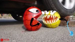 Crushing Crunchy & Soft Things by Car Experiment Car vs Spider Pacman, Water Balloon Woa Doodle