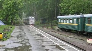 прибытие поезда на детской железной дороге новомосковска / 2009-06-06.avi