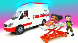Машинки Брудер — Скорая помощь для куклы ЛОЛ и Эвакуатор для разбитой машинки — Игры для мальчиков