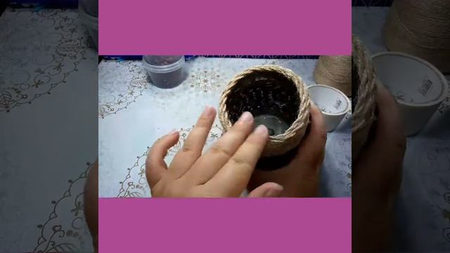 DIY. Необычная красивая вазочка из джутового шпагата и фасольки! Идея переделки старой посуды! смотреть онлайн